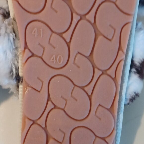 Leopard Open Toe Furry Criss Cross Non Slip Rubber Sole Slippers Size 40 - Picture 3 of 3